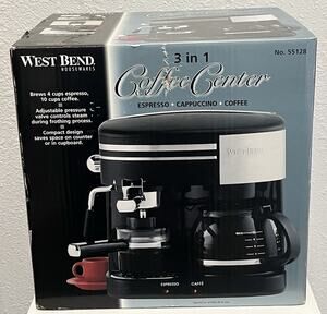 West Bend 55128 3-in-1 Coffee Center Espresso Cappuccino Drip New In Box NIB